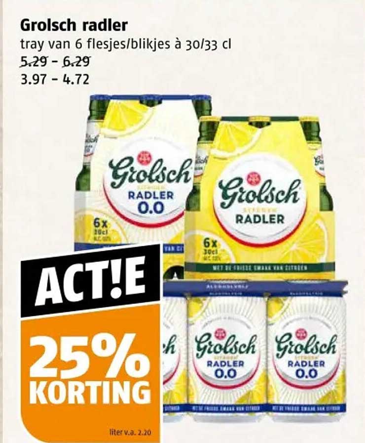 Grolsch radler tray van 6 flesjes/blikjes à 30/33 cl