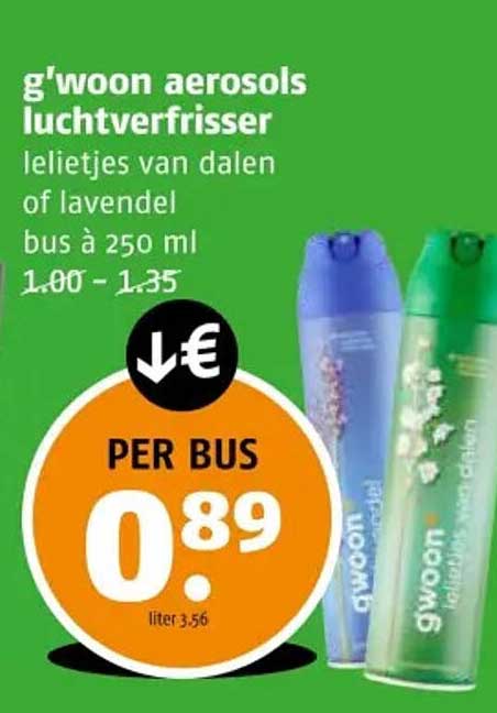 g'woon aerosols luchtverfrisser lelietjes van dalen of lavendel bus à 250 ml