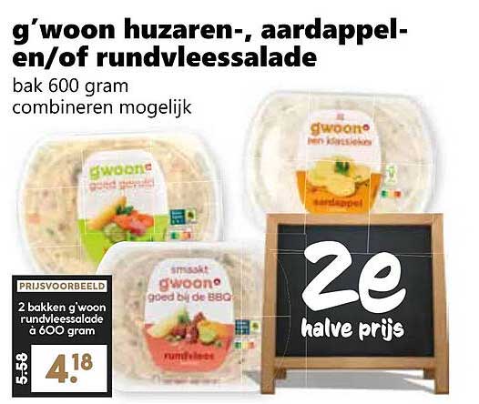 g’woon huzaren-, aardappelen-/of rundvleessalade