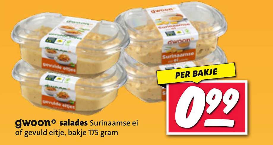 g'woon salades Surinaamse ei of gevuld eitje, bakje 175 gram