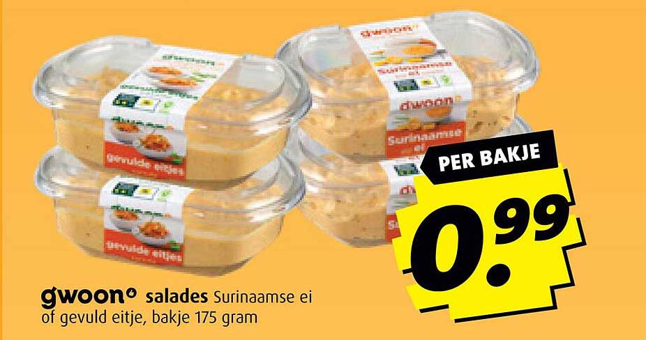 gwoon salades Surinaamse ei of gevuld eitje, bakje 175 gram