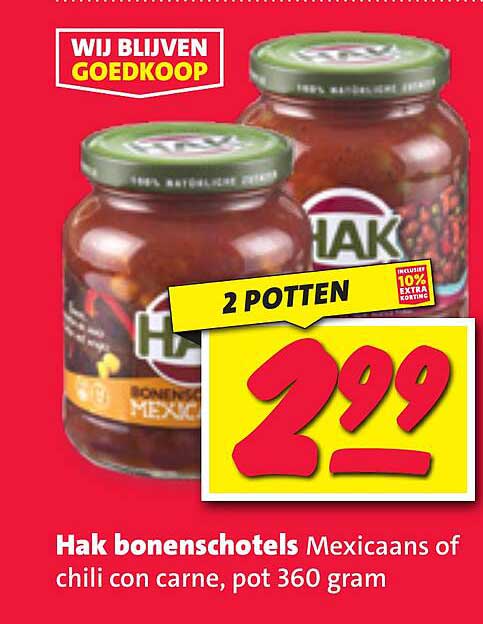 Hak bonenschotels Mexicaans of chili con carne, pot 360 gram