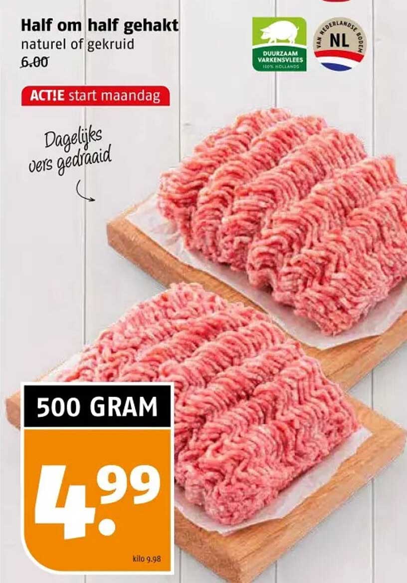 Half om half gehakt natuur of gekruid
