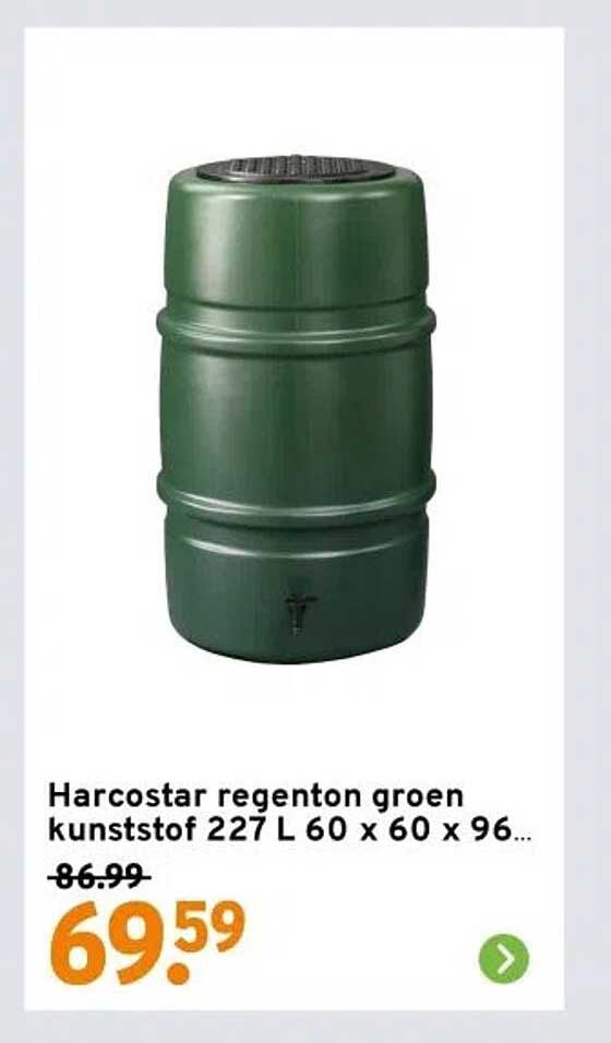 Harcostar regenton groen kunststof 227 L 60 x 60 x 96 cm