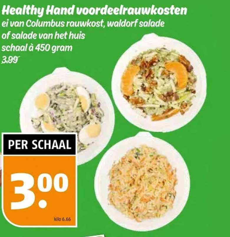 Healthy Hand voordeelrauwkosten ei van Columbus rauwkost, waldorf salade of salade van het huis schaal à 450 gram