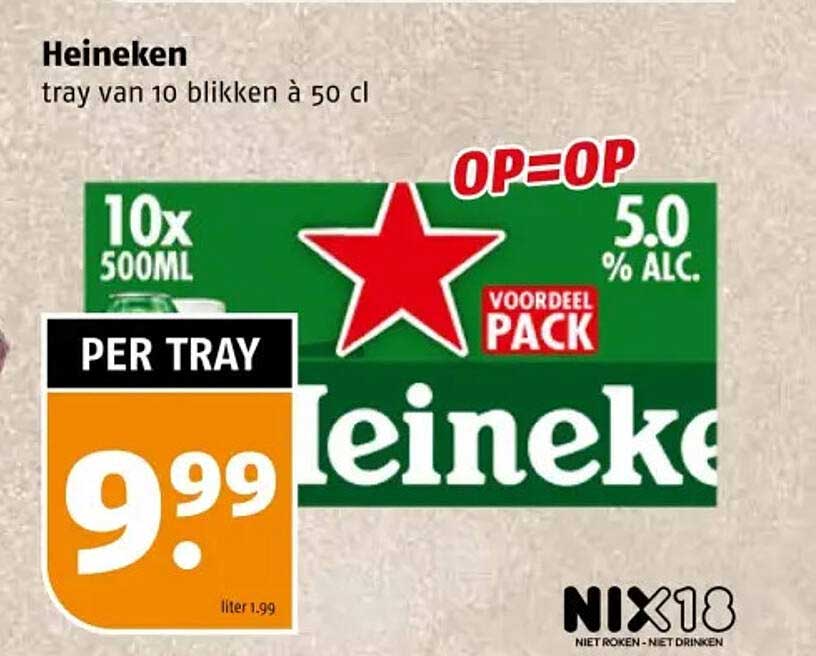 Heineken tray van 10 blikken à 50 cl
