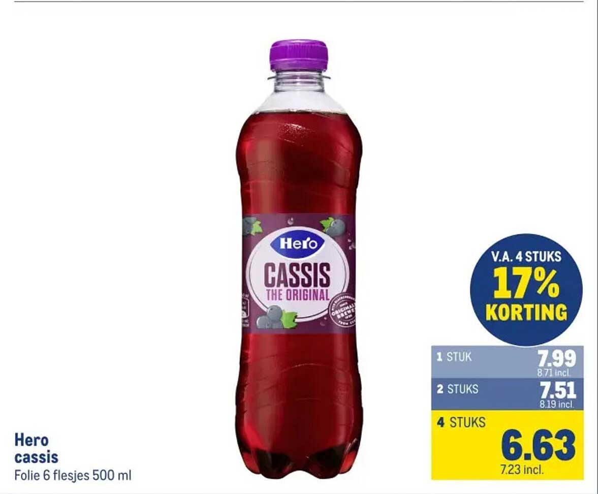 Hero cassis Folie 6 flesjes 500 ml