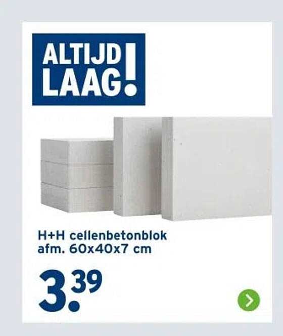 H+H cellenbetonblok afm. 60x40x7 cm