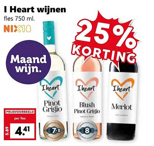 I Heart wijnen fles 750 ml.