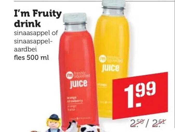 I'm Fruity drink sinaasappel of sinaasappel-aardbei fles 500 ml