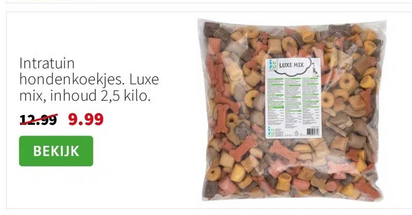 Intratuin hondenkoekjes. Luxe mix, inhoud 2,5 kilo.