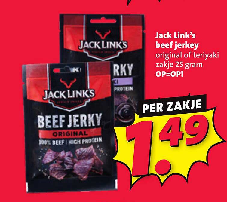 Jack Link's beef jerkey original of teriyaki zakje 25 gram