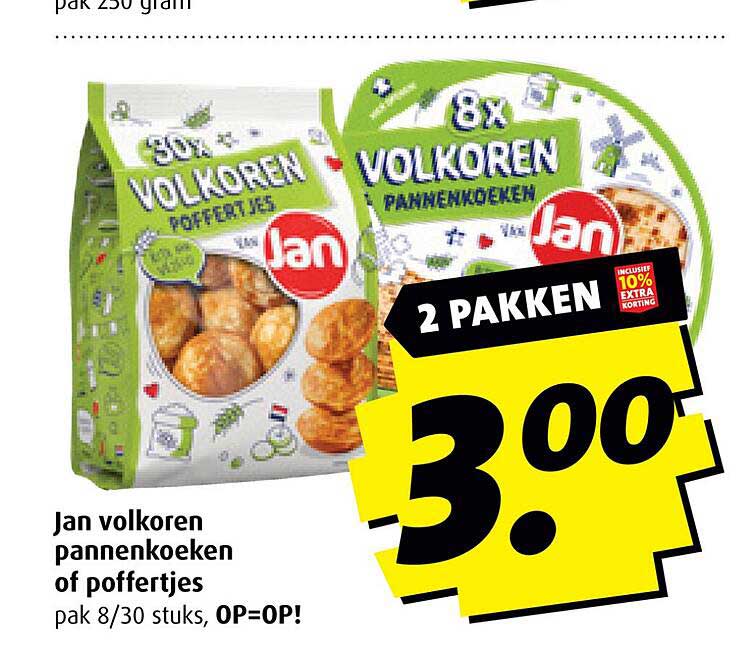 Jan volkoren pannenkoeken of poffertjes