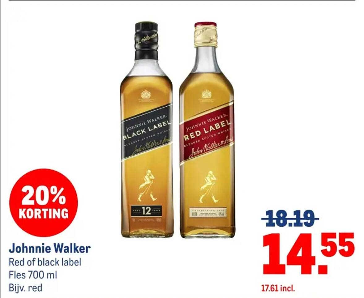 Johnnie Walker Red of Black Label Fles 700 ml