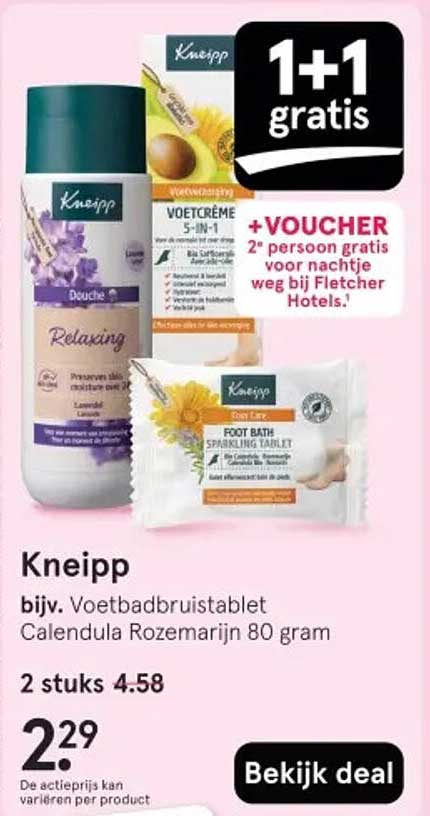 Kneipp bijv. Voetbadbruistablet Calendula Rozemarijn 80 gram
