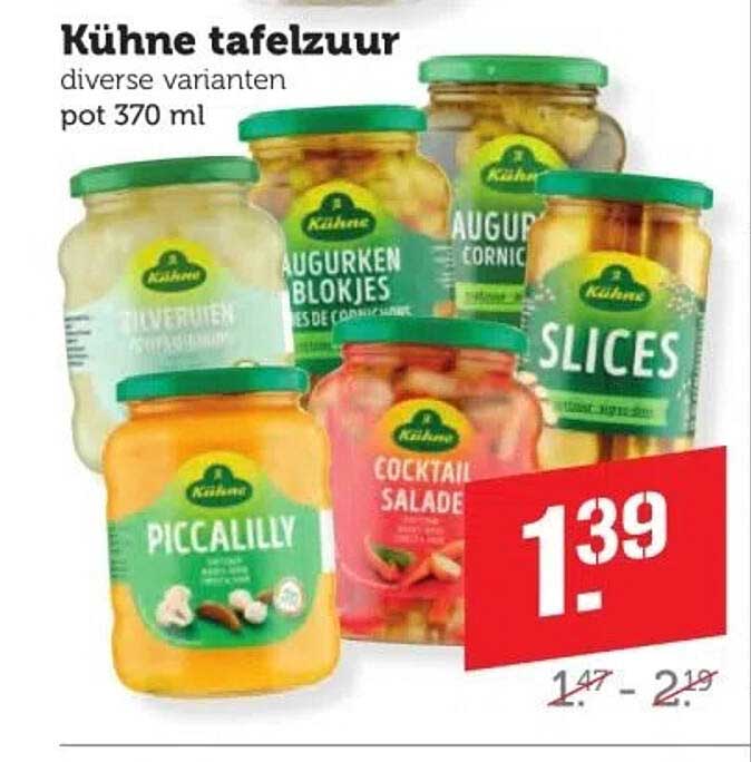 Kühne tafelzuur diverse varianten pot 370 ml
