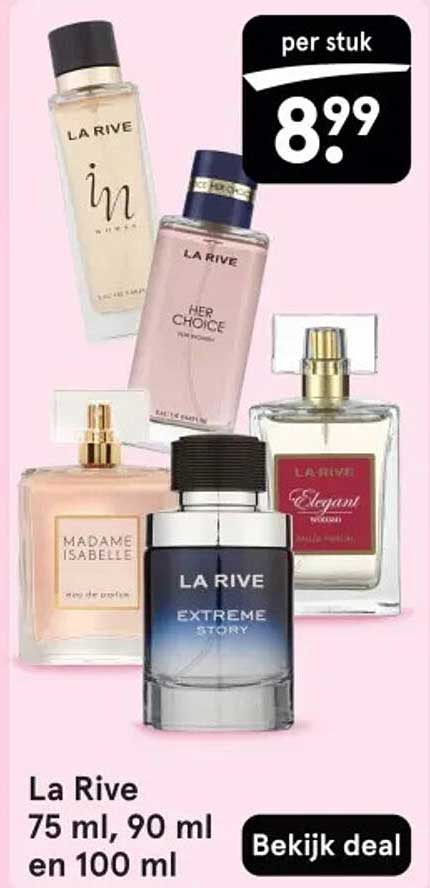 La Rive 75 ml, 90 ml en 100 ml voor 8,99 per stuk