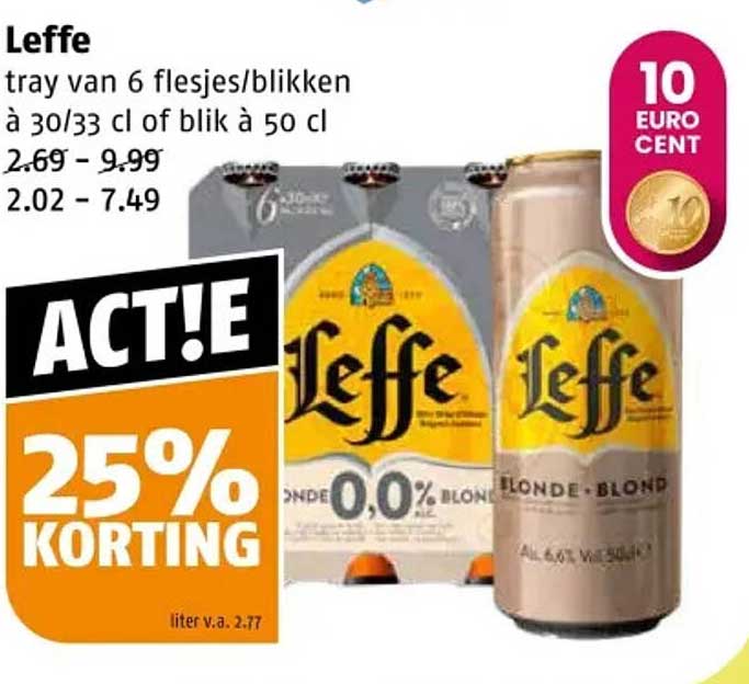 Leffe tray van 6 flesjes/blikken à 30/33 cl of blik à 50 cl