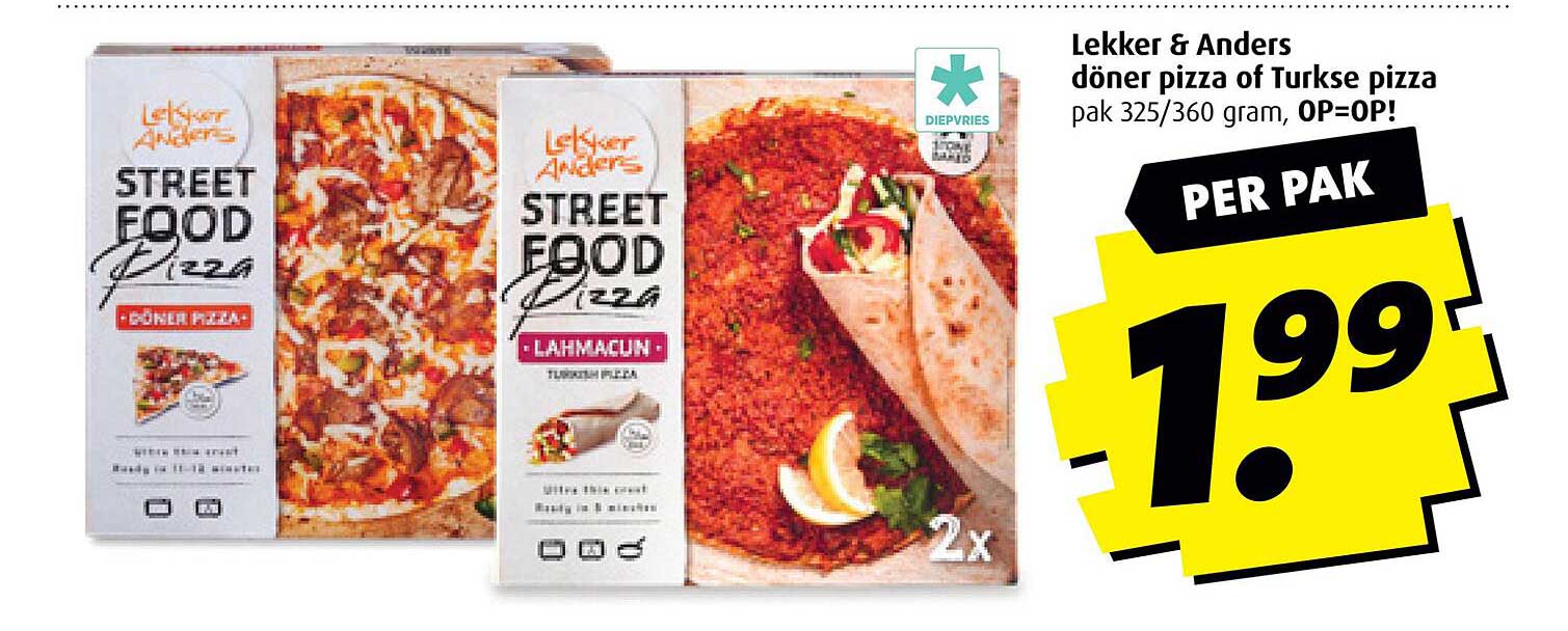 Lekker & Anders döner pizza of Turkse pizza pak 325/360 gram, OP=OP!