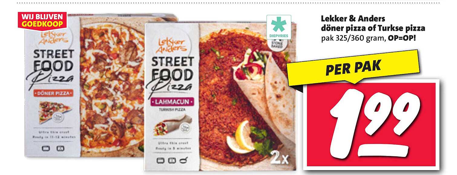 Lekker & Anders döner pizza of Turkse pizza pak 325/360 gram, OP=OP!