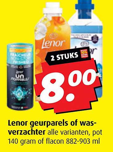 Lenor geureparels of wasverzachter alle varianten, pot 140 gram of flacon 882-903 ml