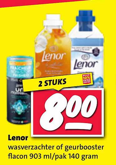 Lenor wasverzachter of geurboster flacon 903 ml/pak 140 gram