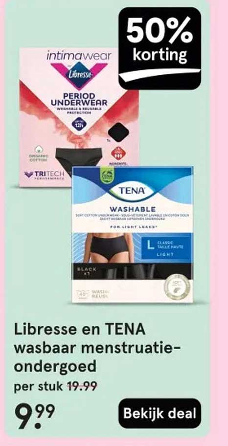Libresse en TENA wasbaar menstruatieondergoed
