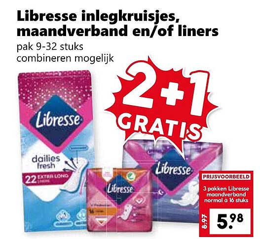 Libresse inlegkruisjes, maandverband en/of liners