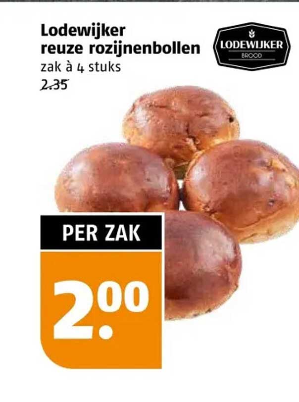 Lodewijker reuze rozijnenbollen zak à 4 stuks
