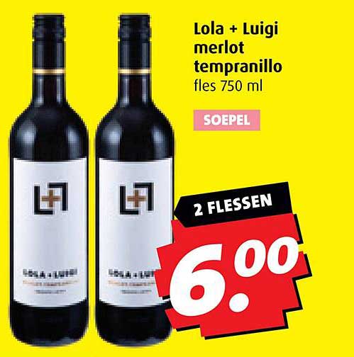 Lola + Luigi merlot tempranillo fles 750 ml