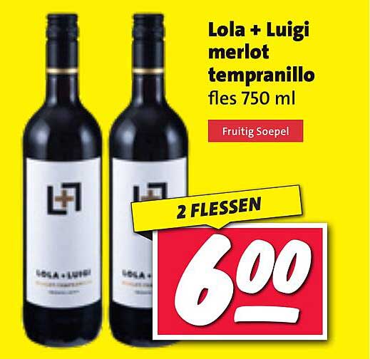 Lola + Luigi merlot tempranillo fles 750 ml