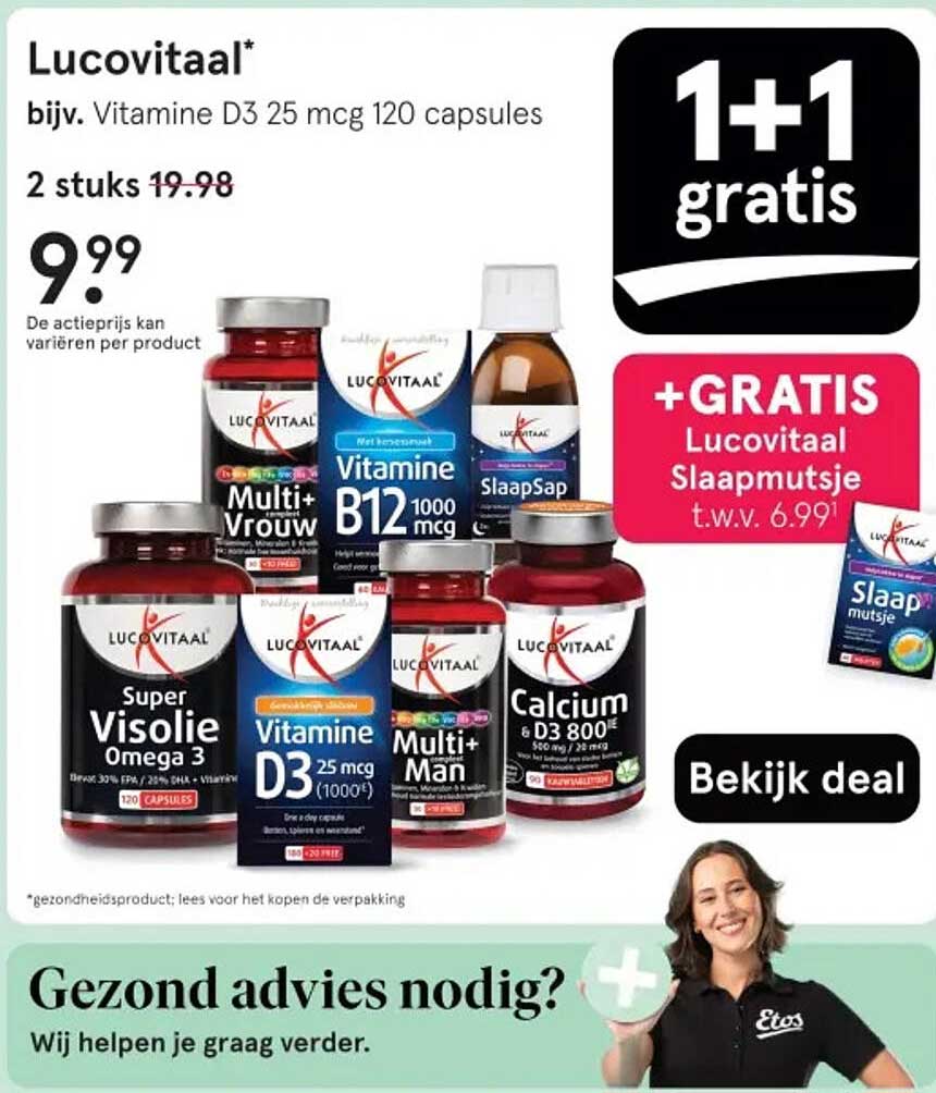 Lucovitaal Vitamine D3 25 mcg 120 capsules 2 stuks 19.98