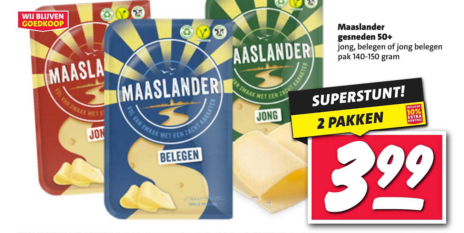 Maaslander gesneden 50+ jong, belegen of jong belegen pak 140-150 gram