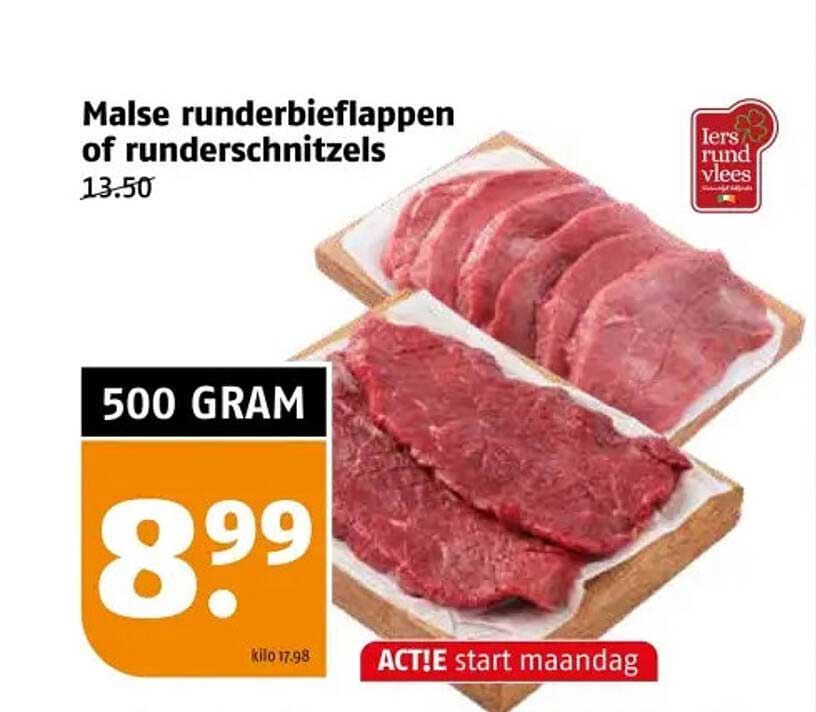 Malse runderbieflappen of runder schnitzels