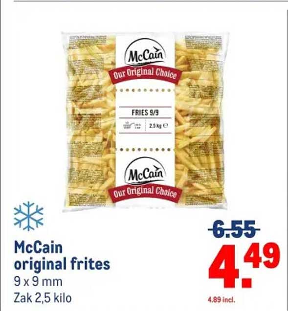 McCain original frites 9 x 9 mm Zak 2,5 kilo