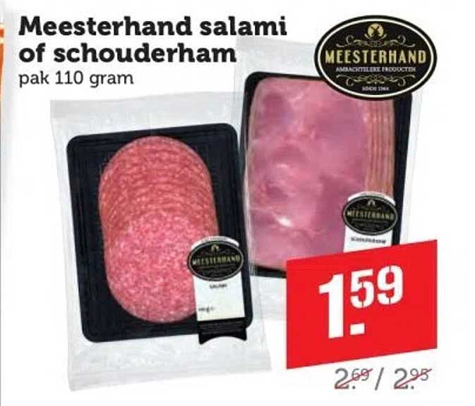 Meesterhand salami of schouderham pak 110 gram