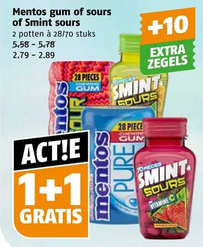 Mentos gum of sours of Smint sours