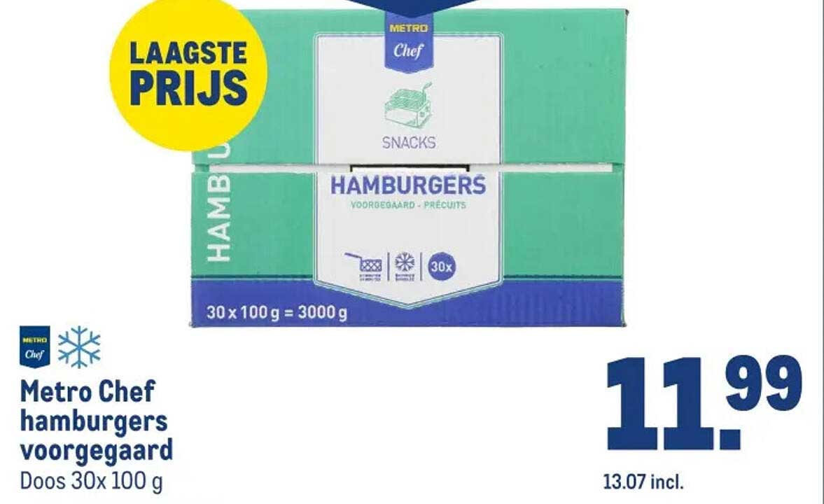 Metro Chef hamburgers voorgegaard Doos 30x 100 g