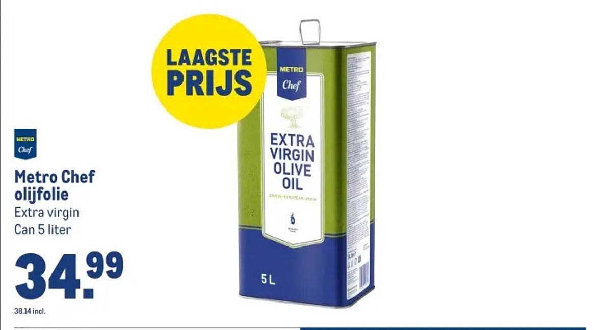 Metro Chef olijfolie Extra virgin Can 5 liter