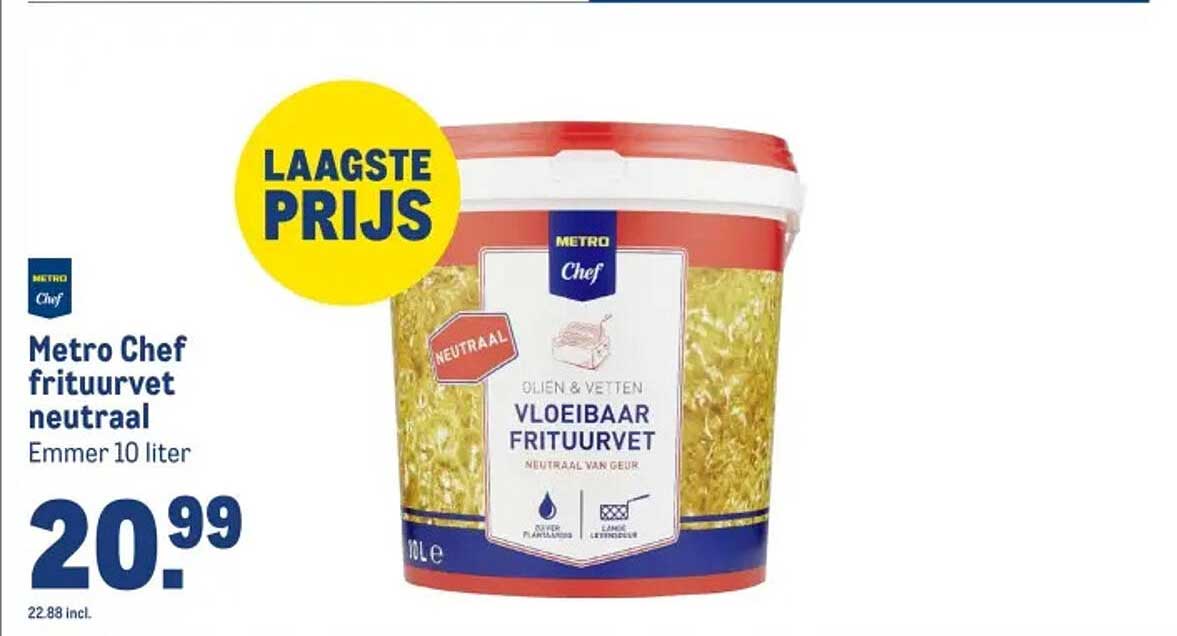 Metro Chef vloeibaar frituurvet neutraal Emmer 10 liter