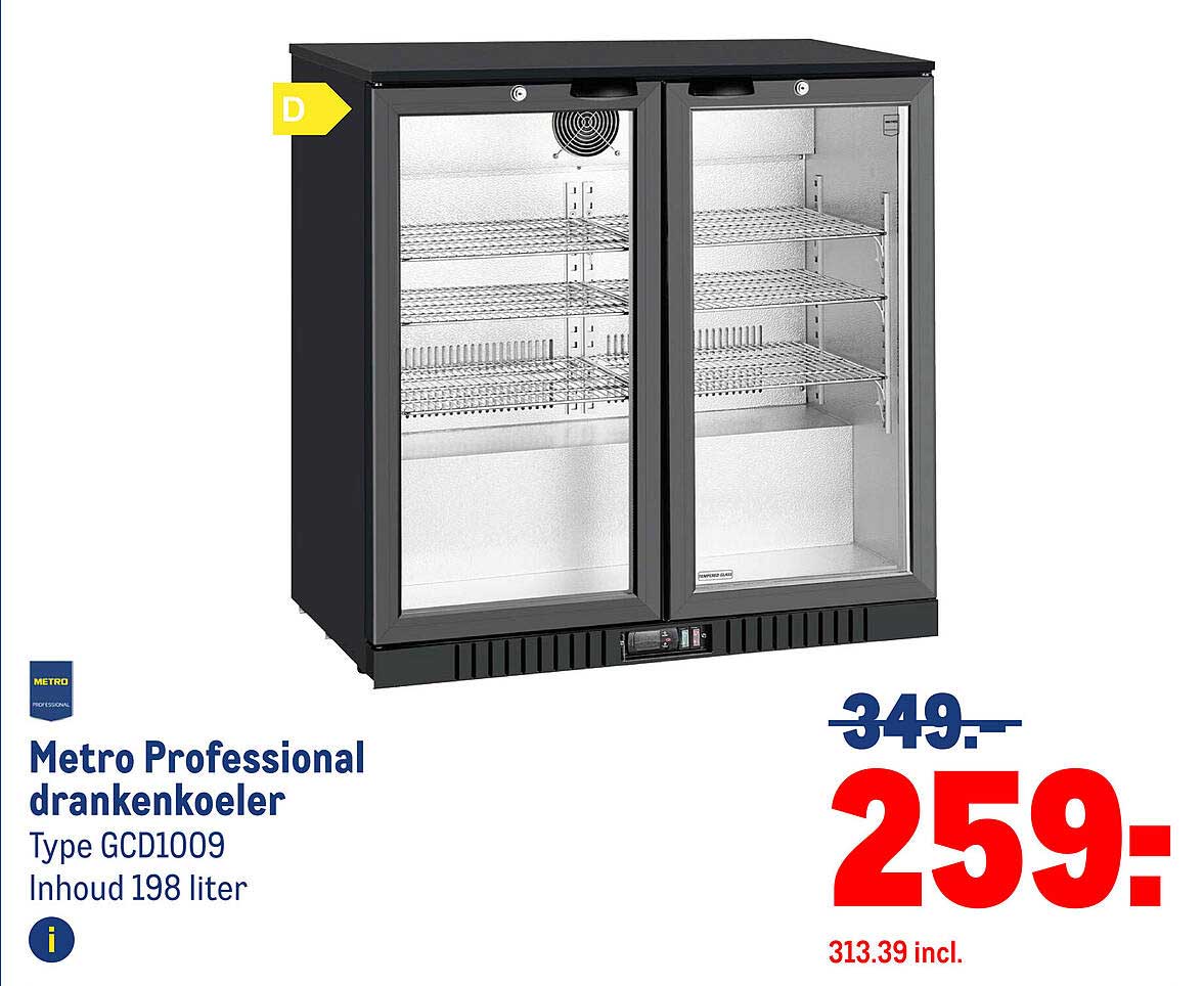 Metro Professional drankenkoeler Type GCD1009 Inhoud 198 liter