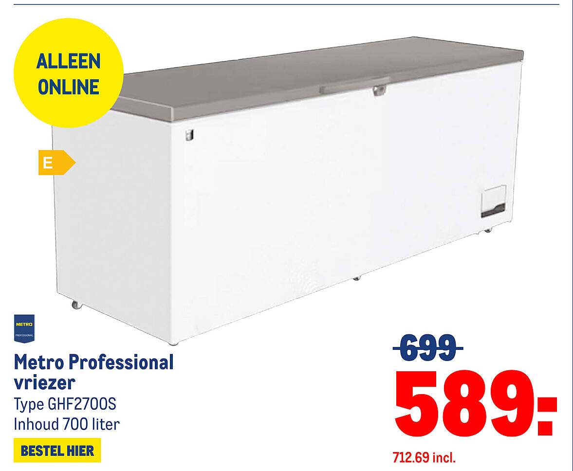 Metro Professional vriezer Type GHF2700S Inhoud 700 liter