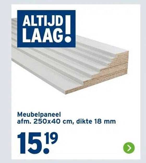 Meubelpaneel afm. 250x40 cm, dikte 18 mm
