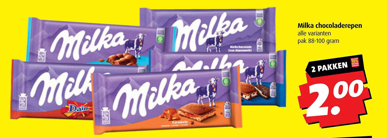 Milka chocoladerepen alle varianten pak 88-100 gram