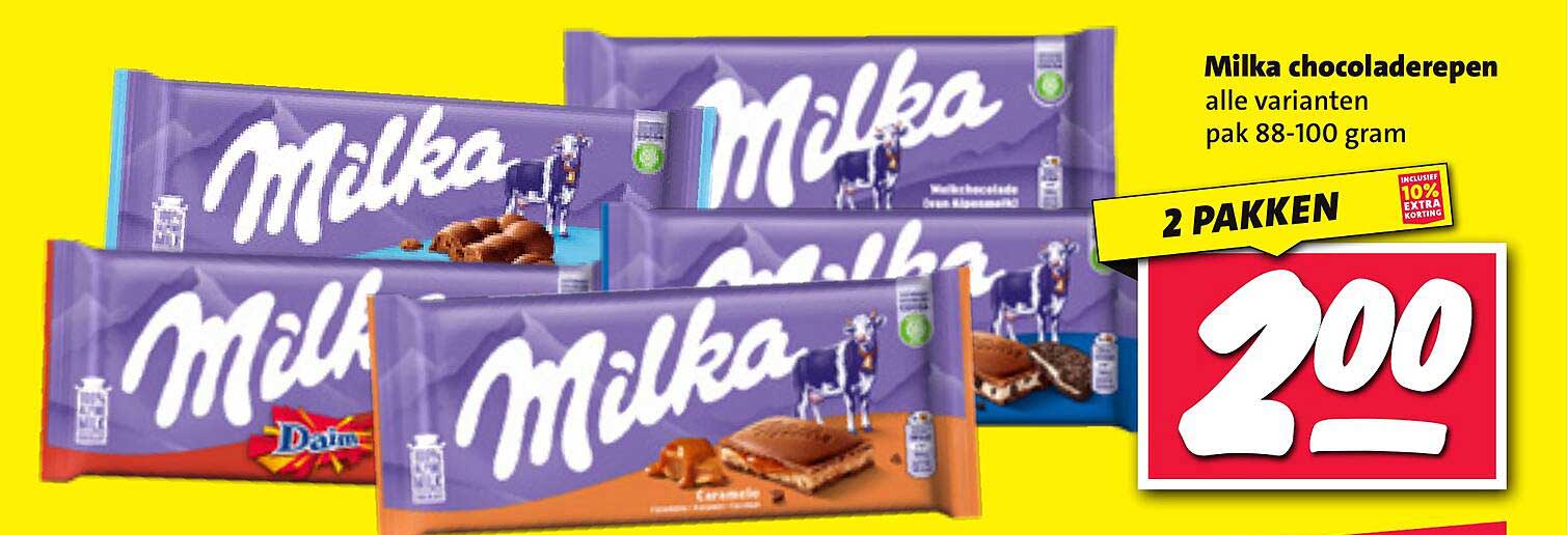 Milka chocoladerepen alle varianten pak 88-100 gram