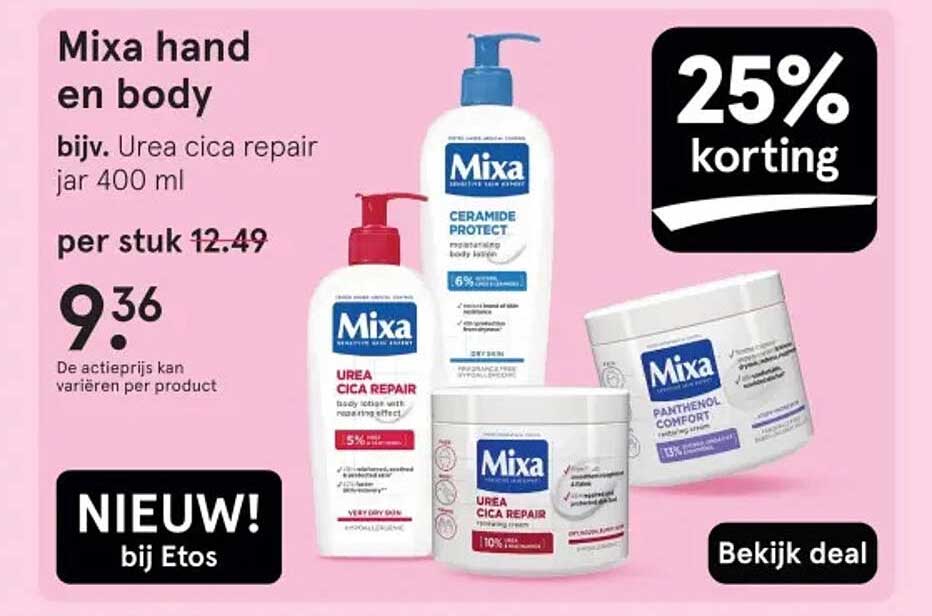 Mixa hand en body bijv. Urea cica repair jar 400 ml