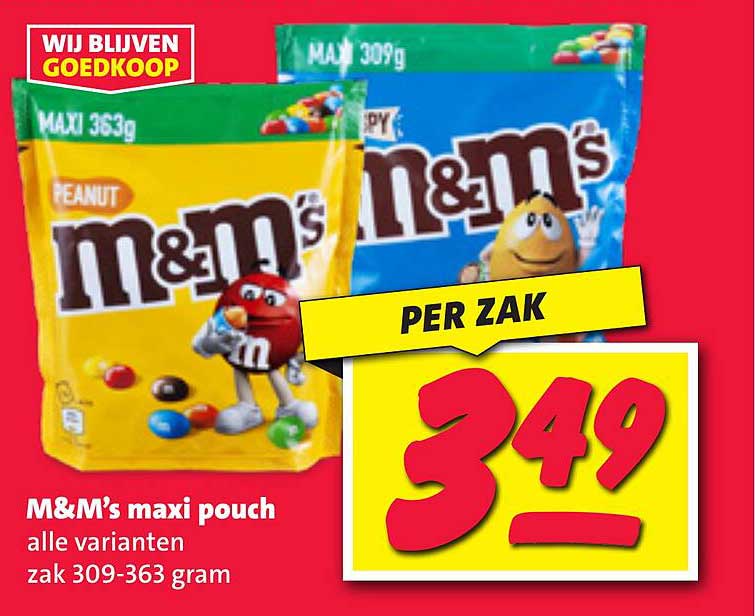 M&M's maxi pouch alle varianten zak 309-363 gram