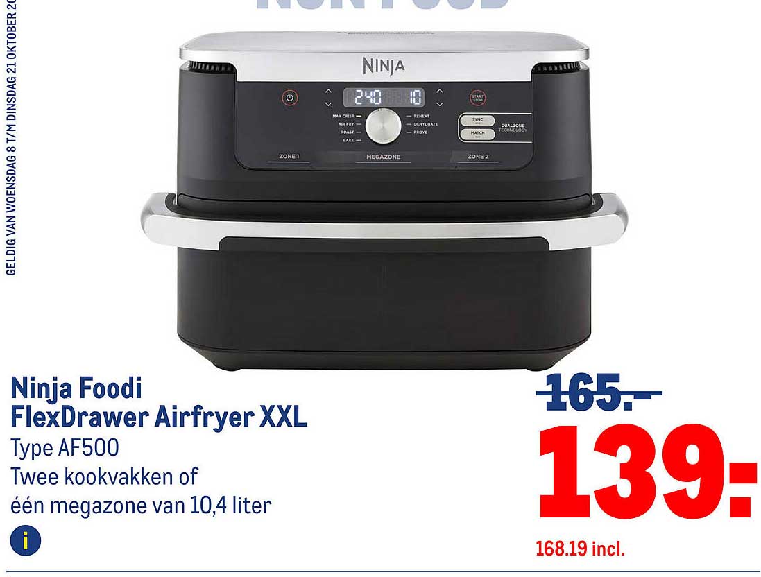 Ninja Foodi FlexDrawer Airfryer XXL Type AF500