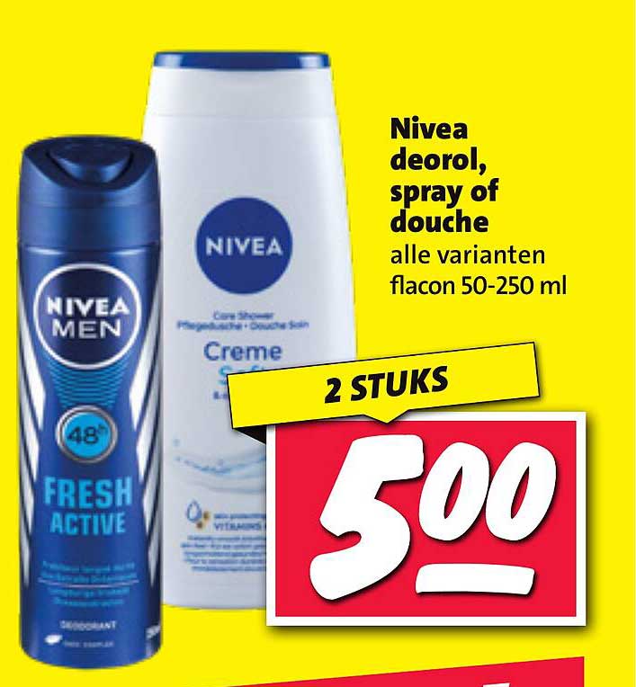 Nivea deodorant, spray of douche alle varianten flacon 50-250 ml