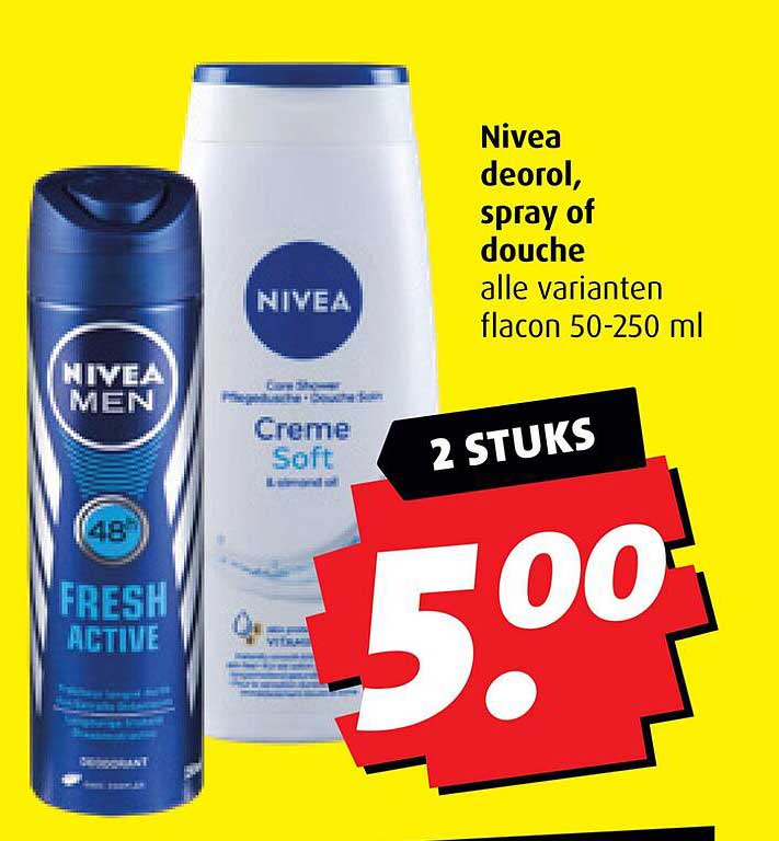 Nivea deorol, spray of douche alle varianten flacon 50-250 ml